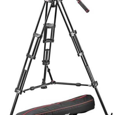 Manfrotto MVH502A,546BK-1 Professional Fluid Video System with Aluminum Legs and Mid Spreader (Black)  Tripods : Electronics