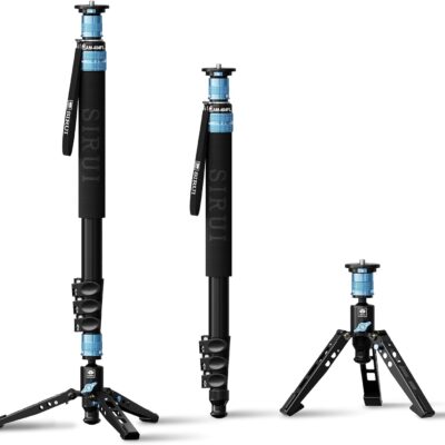 SIRUI AM-404FL Camera Monopod with Feet, 74.8 Inch Aluminum Travel Video Monopod with Removable Base, Slim and Lightweight, Max Load 26.4lbs, 360°Panorama Panning, 4-Section for Canon Nikon Sony  Electronics