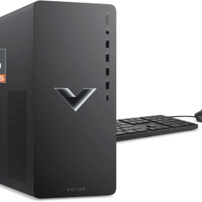 HP 2023 Victus 15L Gaming Desktop PC, AMD 6-Core Ryzen 5600G Processor (Up to 4.4 GHz), 16GB RAM, 512GB NVMe, AMD Radeon RX6400, Mouse and Keyboard, Win 11 Home, Mica Silver, with HDMI Accessory  Electronics