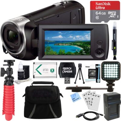 Sony HDR-CX405/B Full HD 60p Camcorder + 64GB Ultra MicroSDXC UHS-I Memory Card + NP-BX1 Battery Pack + Case + Camera Maintenance Accessory Bundle  Electronics