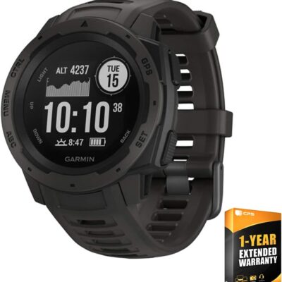 Garmin Instinct, Rugged Outdoor Watch with GPS, Features Glonass and Galileo, Heart Rate Monitoring and 3-Axis Compass, Graphite  Electronics