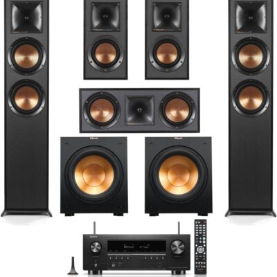 Klipsch Reference 5.2 Home Theater System with 2X R-625FA Floorstanding Speaker, 2X R-12SW Subwoofer, R-52C Center Channel, R-41M Bookshelf Speaker and TX-NR696 7.2-Channel Receiver, Black  Electronics