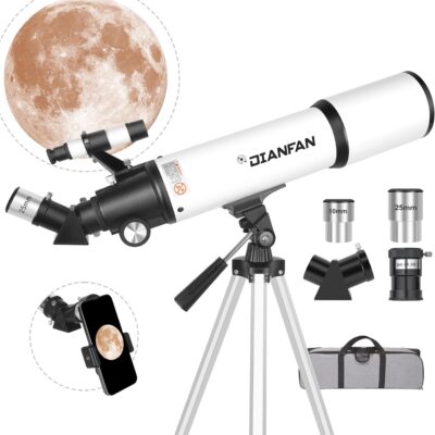 Dianfan Telescope,80mm Aperture 600mm Telescopes for Adults Astronomy,Fully Mult-Coated High Powered Refracting Telescope for Kids Beginners,Professional Telescopes with Tripod,Phone Adapter and Bag  Electronics
