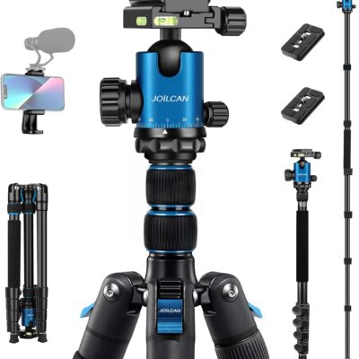 Tripod for Camera, 81″ Camera Tripod Stand, 83 inches DSLR Tripods & Monopods, Heavy Duty Travel Tripod for Binoculars Laser Level Spotting Scope Telescope, Professional Complete Tripod Units  Electronics