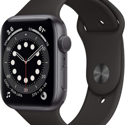 Apple Watch Series 6 (GPS, 44mm) – Space Gray Aluminum Case with Black Sport Band (Renewed)  Electronics