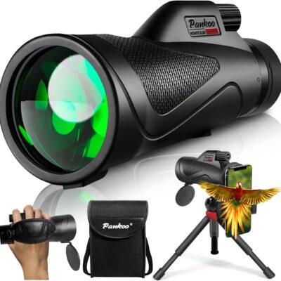 Pankoo 12×60 Monocular Telescope High Powered with Smartphone Adapter Tripod and Portable Bag, Larger Vision Monoculars for Adults with BAK4 Prism & FMC Lens, Suitable for Bird Watching Hiking Travel  Electronics