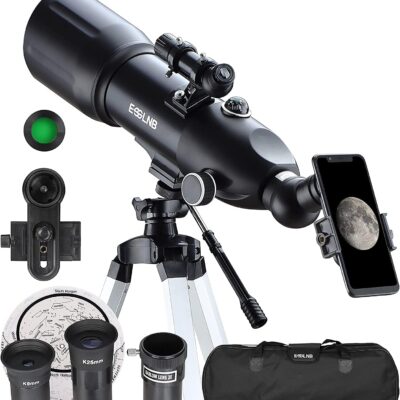 ESSLNB Telescopes for Adults & Kids Astronomy, 80mm Astronomical Travel Telescopes with Moon Filter, Erect Image, 10 Times Refractor, Tripod and Carrying Bag for Astronomy Beginners (40080 Telescope)  Electronics