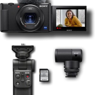 Sony ZV-1 Flip Screen Vlogging Camera for YouTube – Built-in Mic, 4K Video, Touchscreen, Live Streaming, Webcam & Content Creator Kit  Electronics