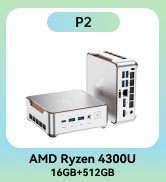 KAMRUI Pinova P2 Mini PC 16GB RAM 512GB SSD, AMD Ryzen 4300U(Beats 10110U/3500U/