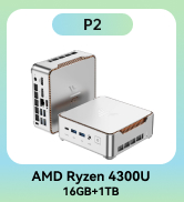 KAMRUI Pinova P2 Mini PC 16GB RAM 512GB SSD, AMD Ryzen 4300U(Beats 10110U/3500U/