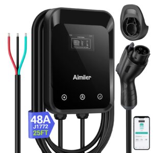 AIMILER Level 2 EV Charger 32A – WiFi App, 25ft, ETL Certified, 240V Hardwired, J1772