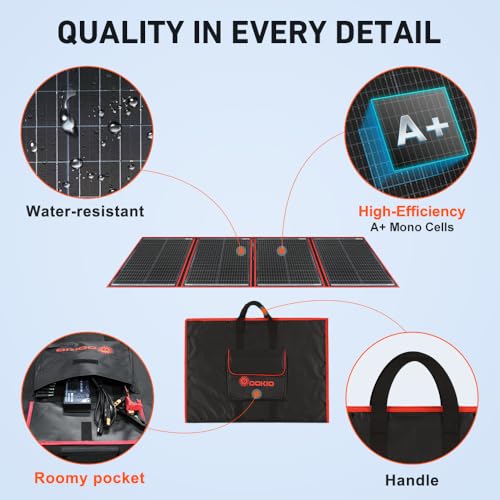 DOKIO 200W Foldable Solar Panel Kit - 9.7 lbs, Controller + Dual USB, RV & Power Stations - Image 5